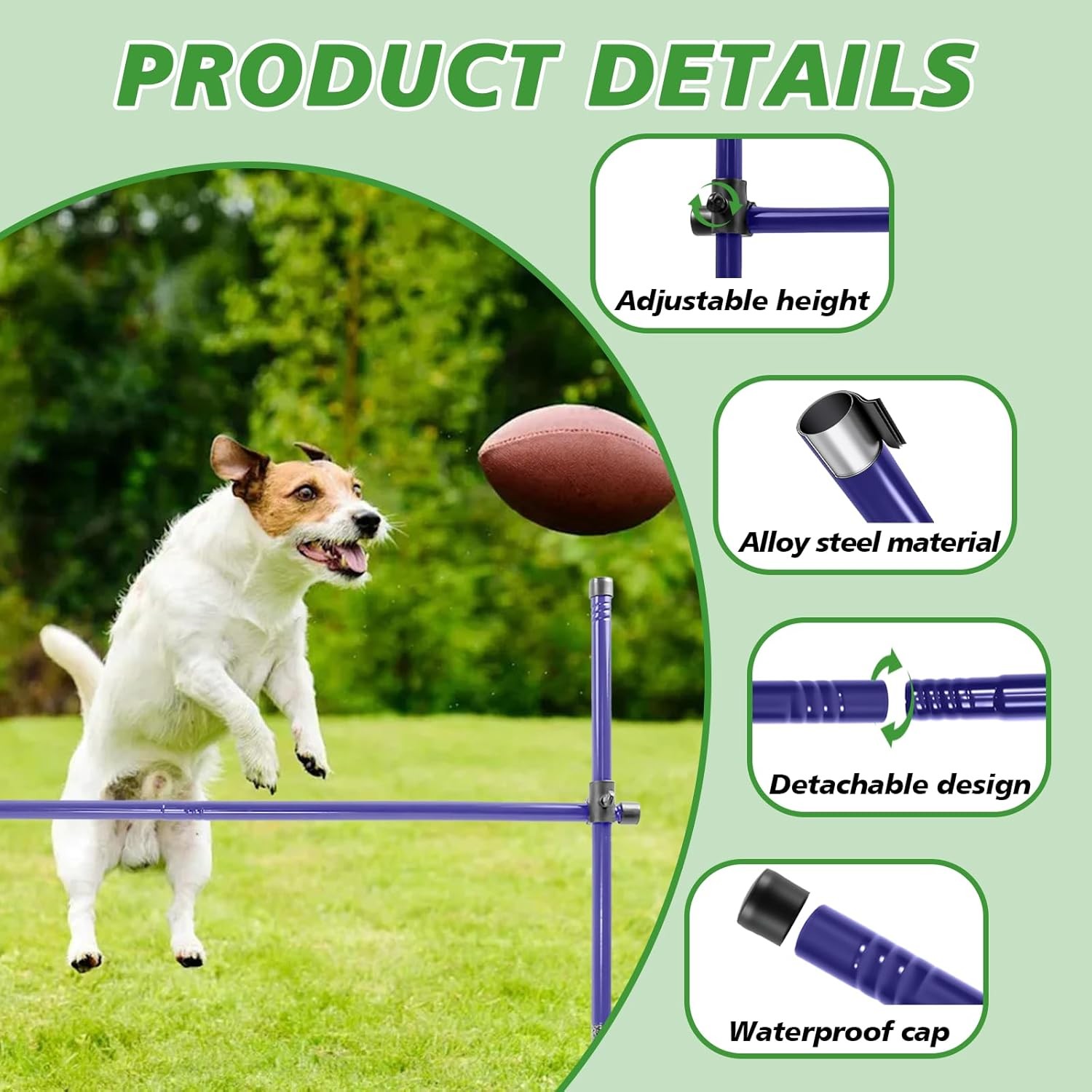 Dog Agility Course Backyard Set, Metal Dog Agility Training Equipment Adjustable