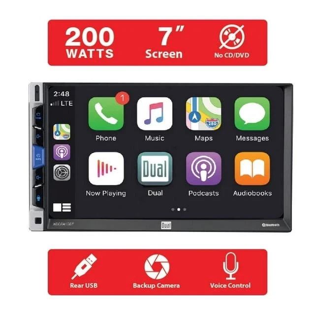 Dual Electronics XDCPA10BT 7 inch Double DIN Car Stereo Apple CarPlay & Android™