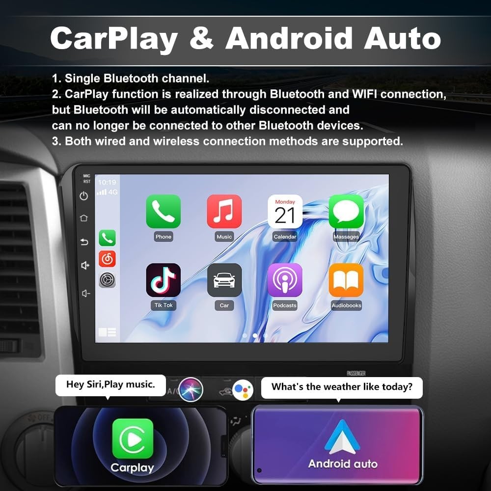 10.1″ 64G Android Auto Carplay for Toyota Tundra 2007-2013; Sequoia 2008-2018