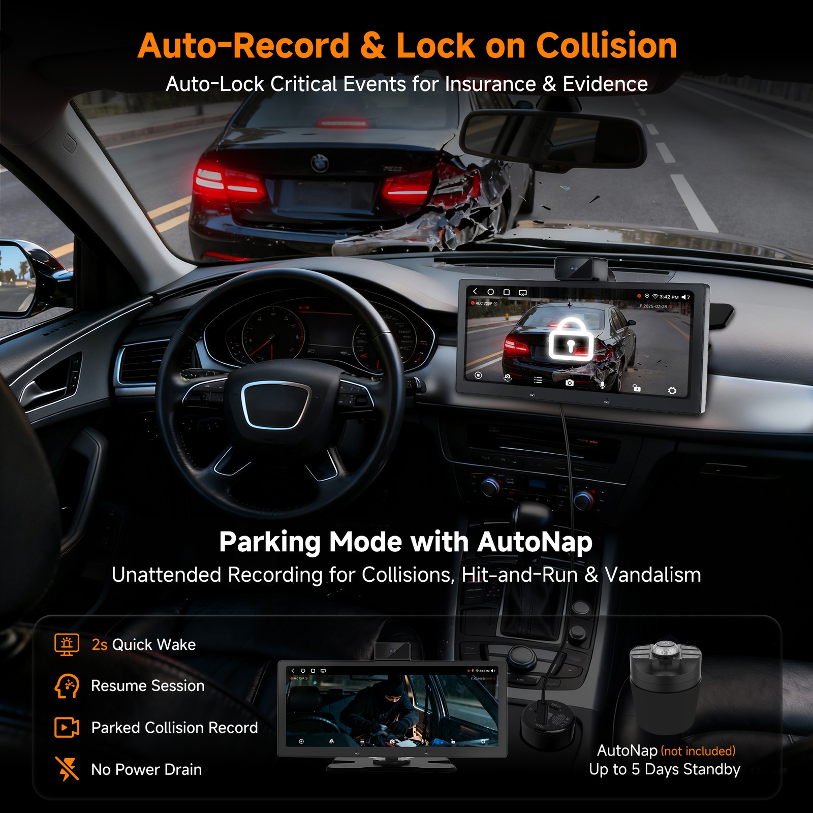 ATOTO P9 9″ Android Digital Media Receivers Portable Car Stereo w/ Dash Camera