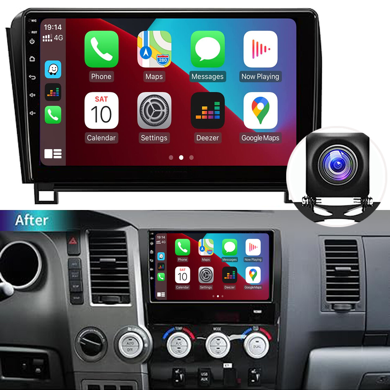 Car Radio MP5 Stereo Apple Carplay For Toyota Tundra Sequoia Navi Backup Camera