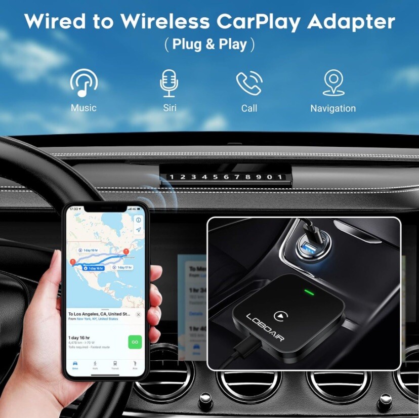 Carplay Automatic Adapter Converts Wired to Wireless Fits Cars from 2015 Ios 10