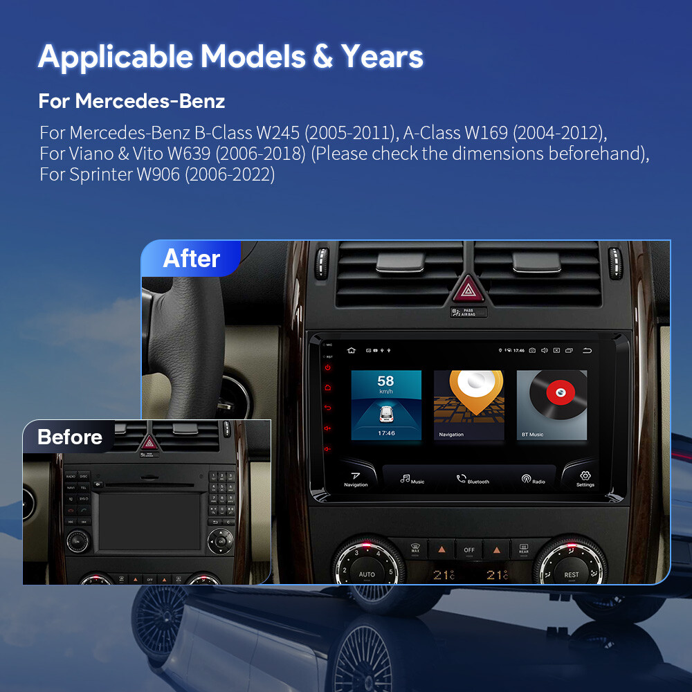 Android 13 Car Stereo Radio 256GB For Mercedes Benz W906 W169 W245 Sprinter 2500