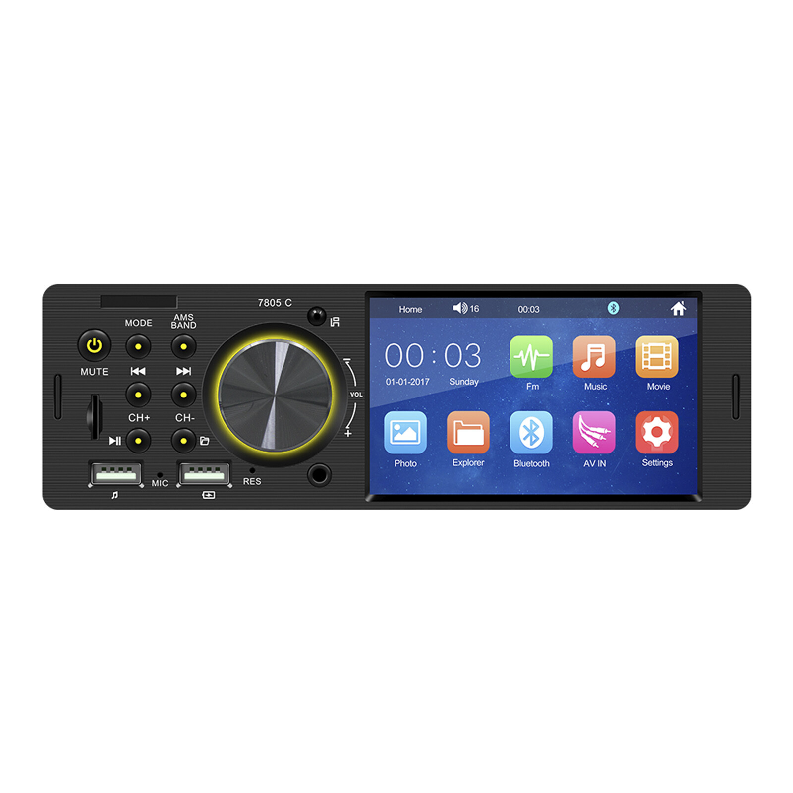 MP5 Car Player 1Din 4.1 Inch Touch Screen Car Stereo Bluetooth w/Backup Camera B