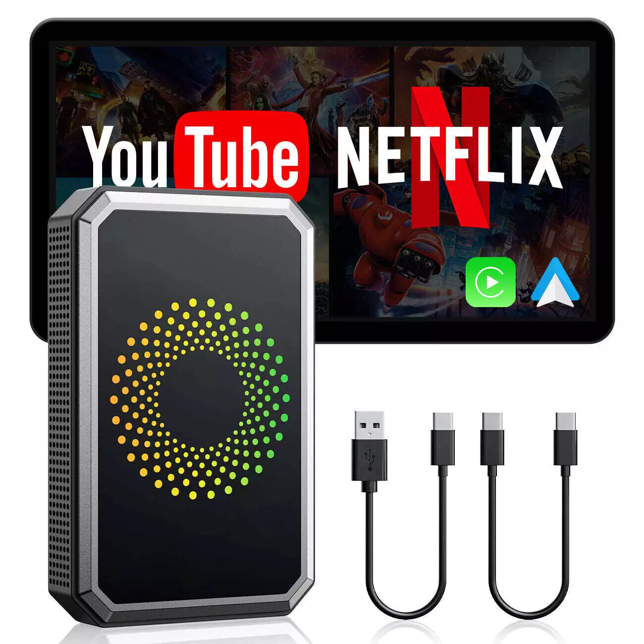 NEW 2025 Wireless CarPlay AI Box Android Auto Adapter Converter,Netflix,YouTube