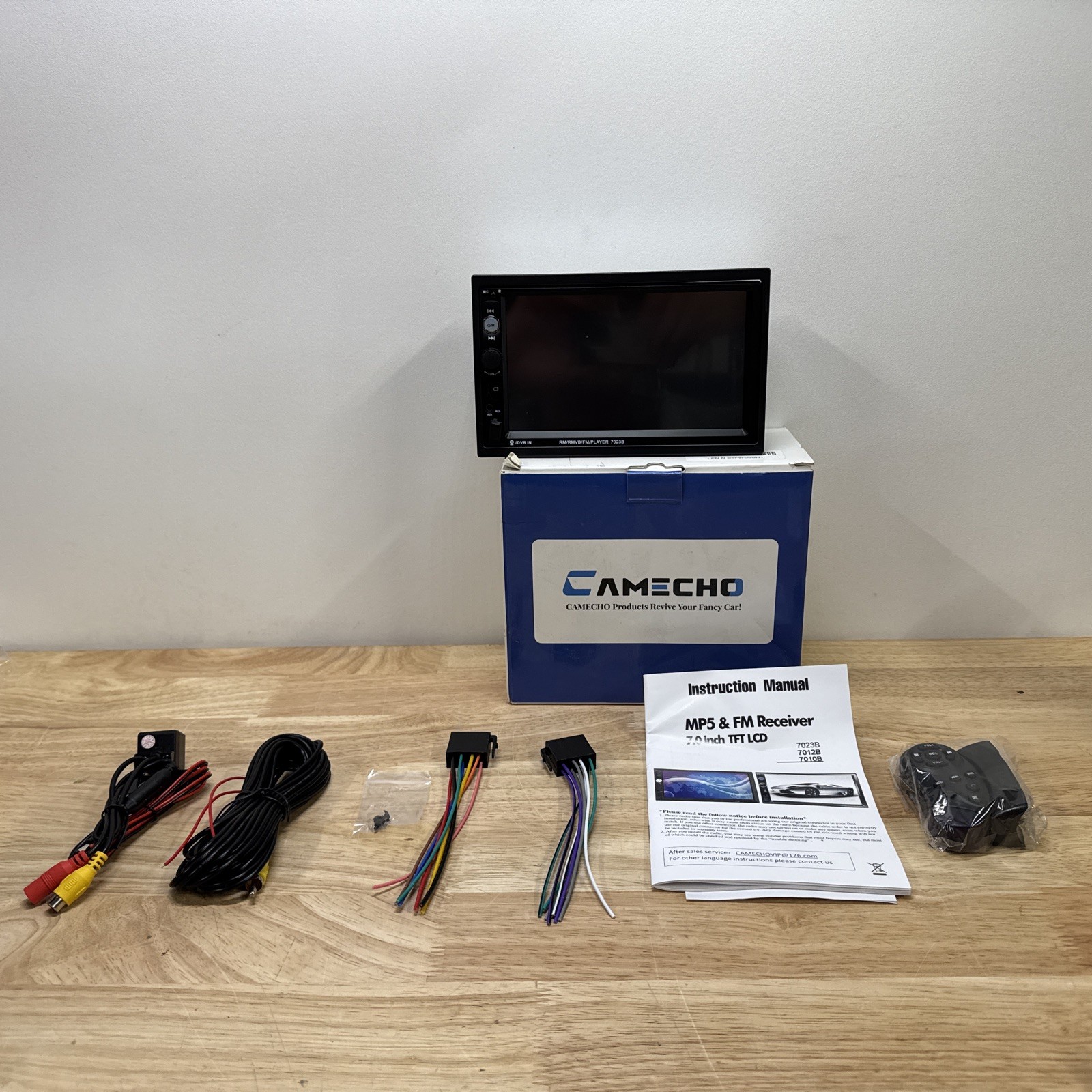 Open Box CAMECHO 7″ Double DIN Car Stereo Bluetooth Backup Camera (7023B)