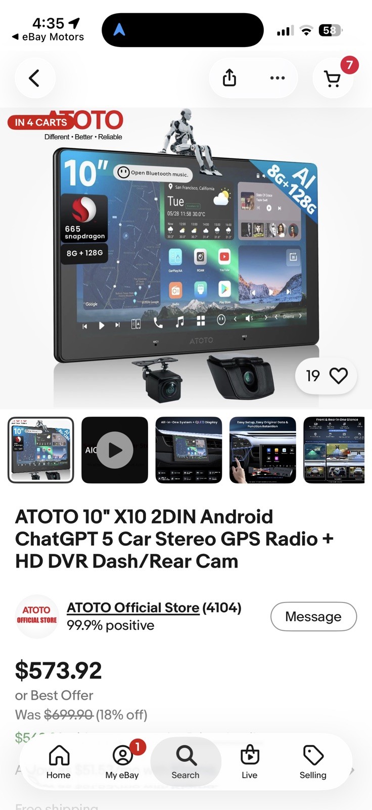 ATOTO 10″ X10 2DIN Android ChatGPT 5 Car Stereo GPS Radio + HD DVR Dash/Rear Cam