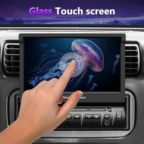Single Din Car Stereo,7 inch Flip Out Screen Car Player, Single Din Slide Out