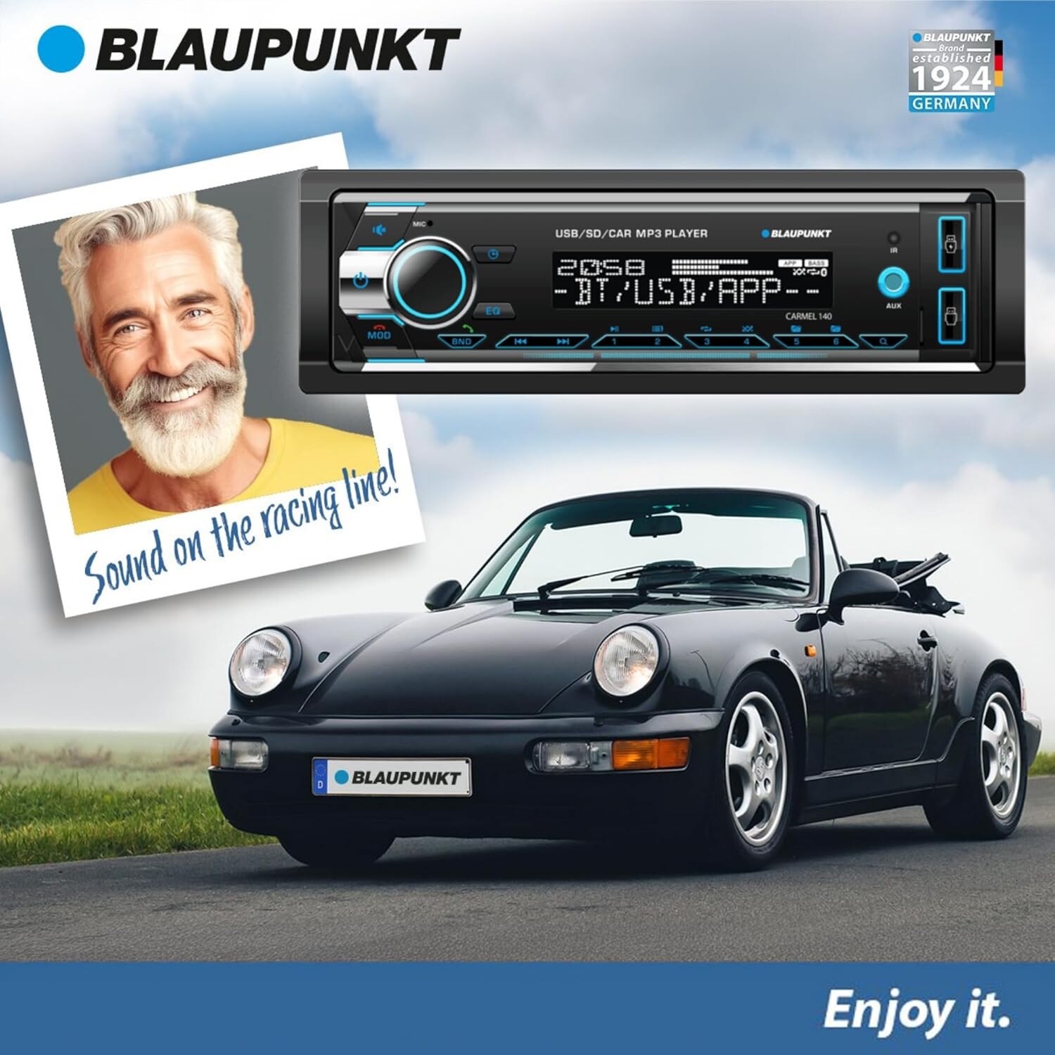 BLAUPUNKT Multimedia Car Stereo 1-DIN LCD Bluetooth Streaming MP3/USB/Aux AM/FM