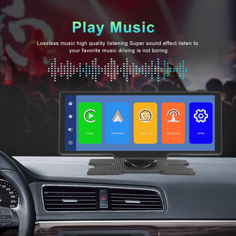 10.26″ 2K Car Portable Wireless Apple CarPlay Android Auto Touch Screen Radio FM