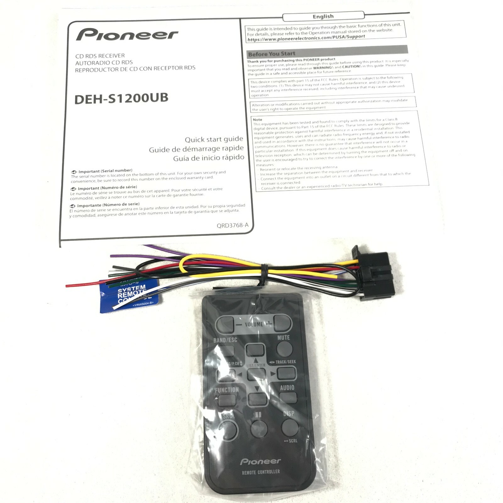 Pioneer DEH-S1200UB CD Player MP3 USB 50W x 4 Car Stereo Android AM FM Radio Aux