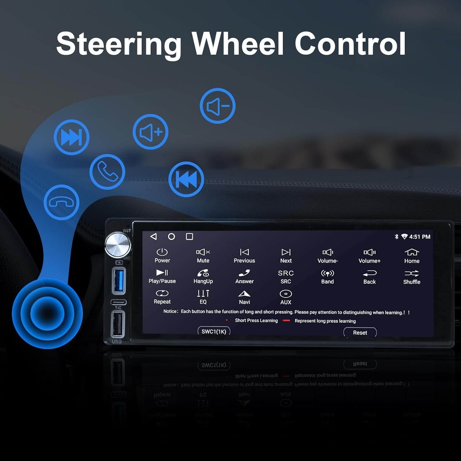 6.9-Inch Car Stereo with Apple CarPlay, Android Auto & Bluetooth 5.1