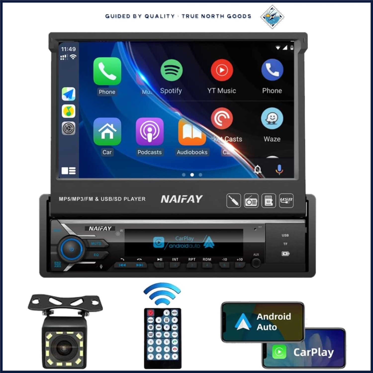Touchscreen Car Stereo with USB, AUX, and Bluetooth for Safe Driving Experience