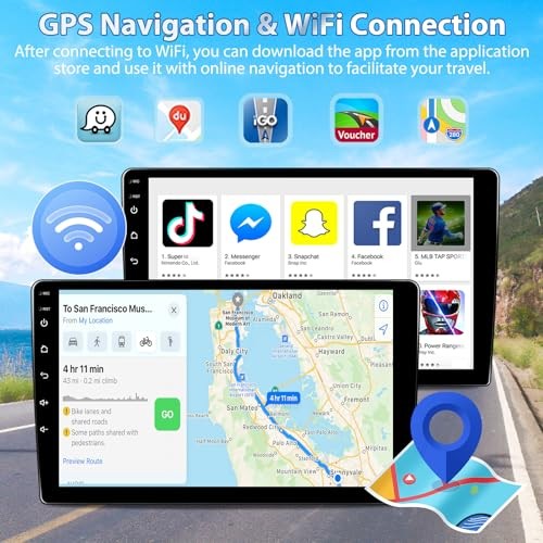 [4+64G] Wireless CarPlay Double Din Car [4+64G] 9″ Car Stereo with Carplay