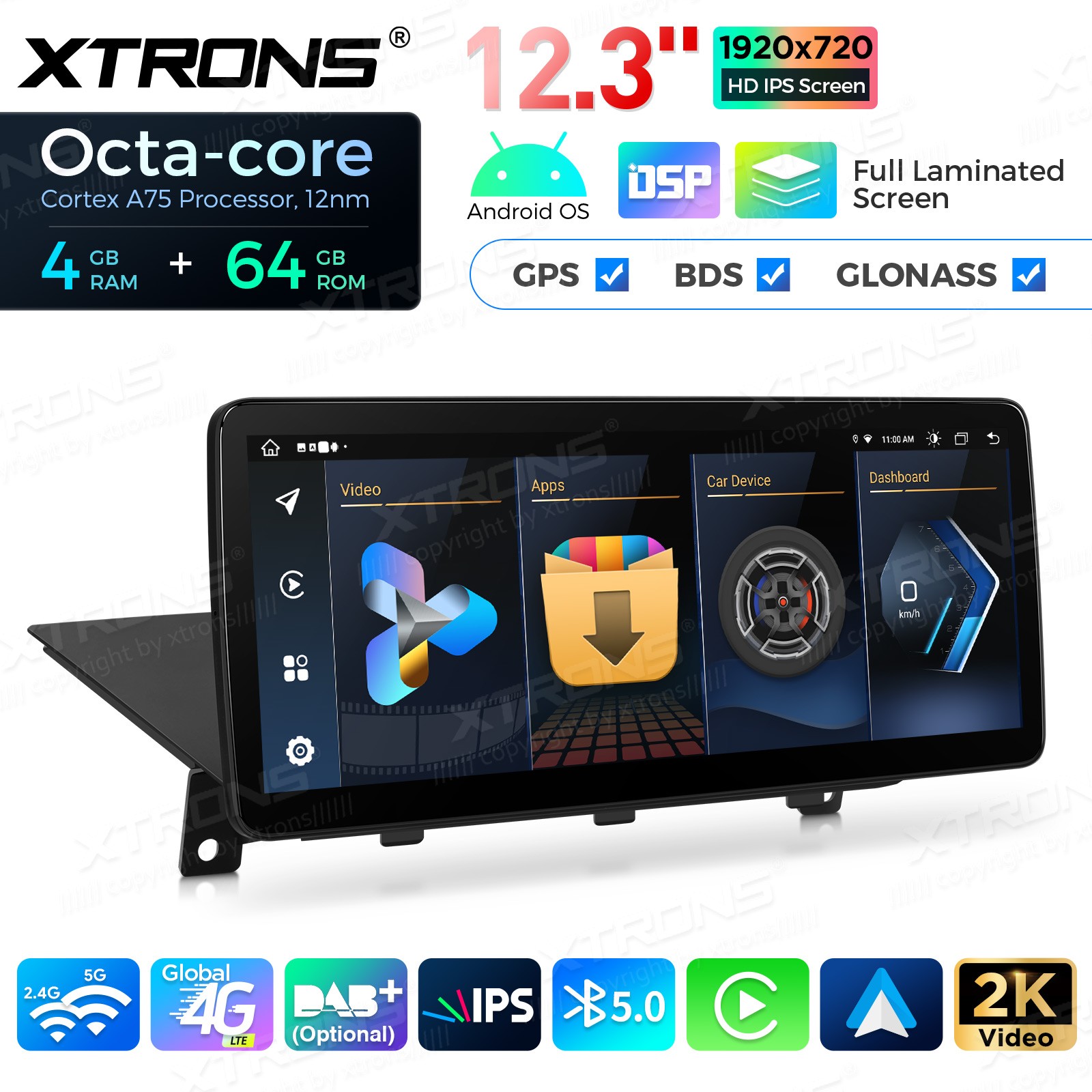 12.3″ Android 14 4G 8-Core 4+64GB CarPlay Car Screen Upgrade WiFi For BMW X1 E84
