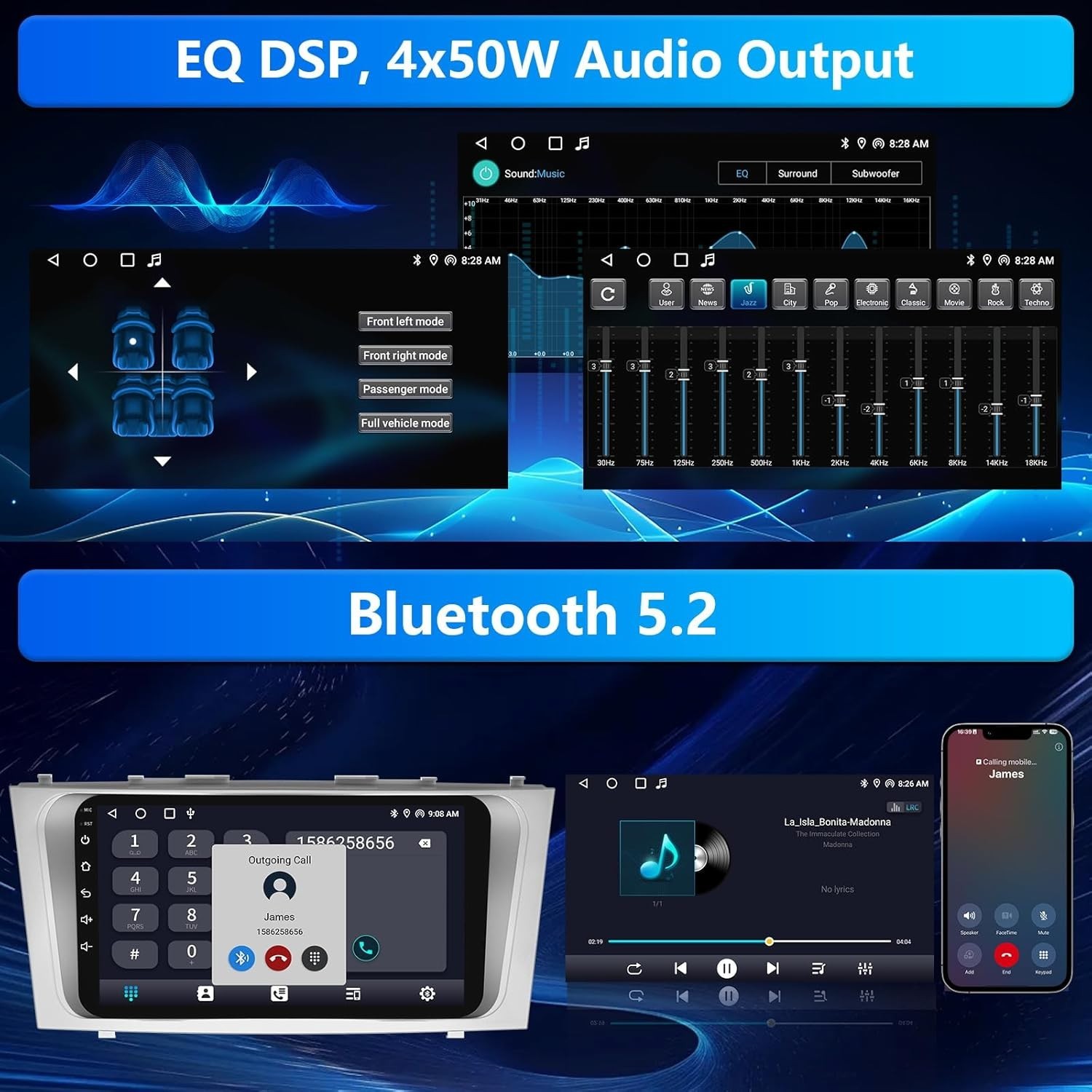 Toyota Camry 2007-2011 Car Stereo Carplay Android Auto w 9″ Touchscreen GPS SWC