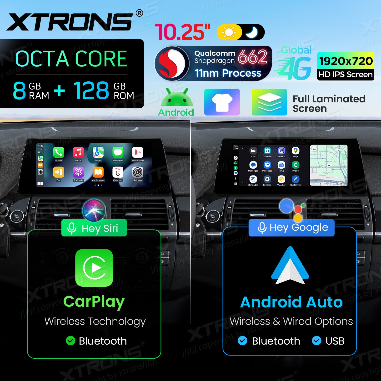 10.25” 8+128G GPS Android 14 CarPlay Car TouchScreen For BMW X5 E70 X6 E71 CCC