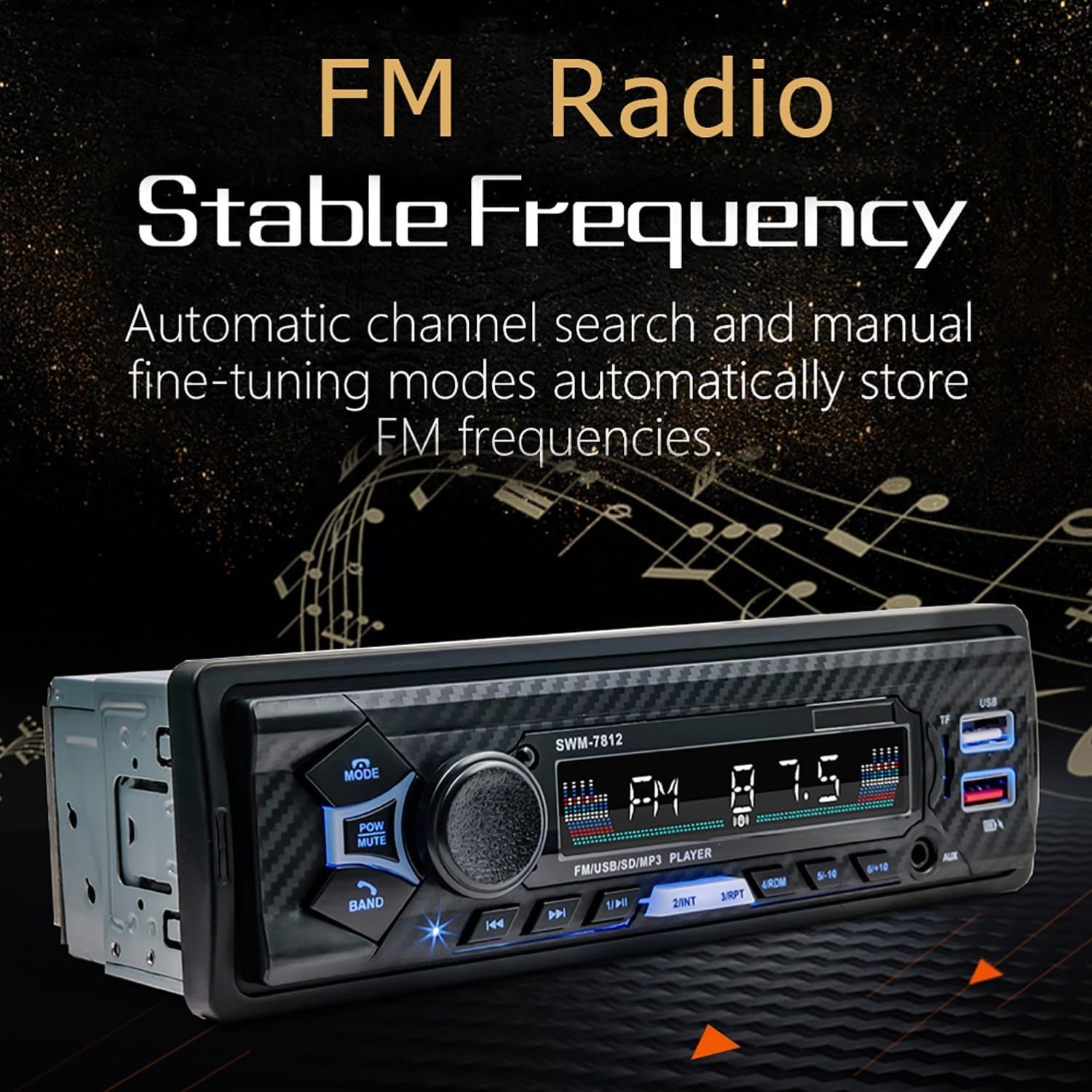 7 Inch Bluetooth Single Din Car Radio, Universal Car Radio with SWC, Subwoofer