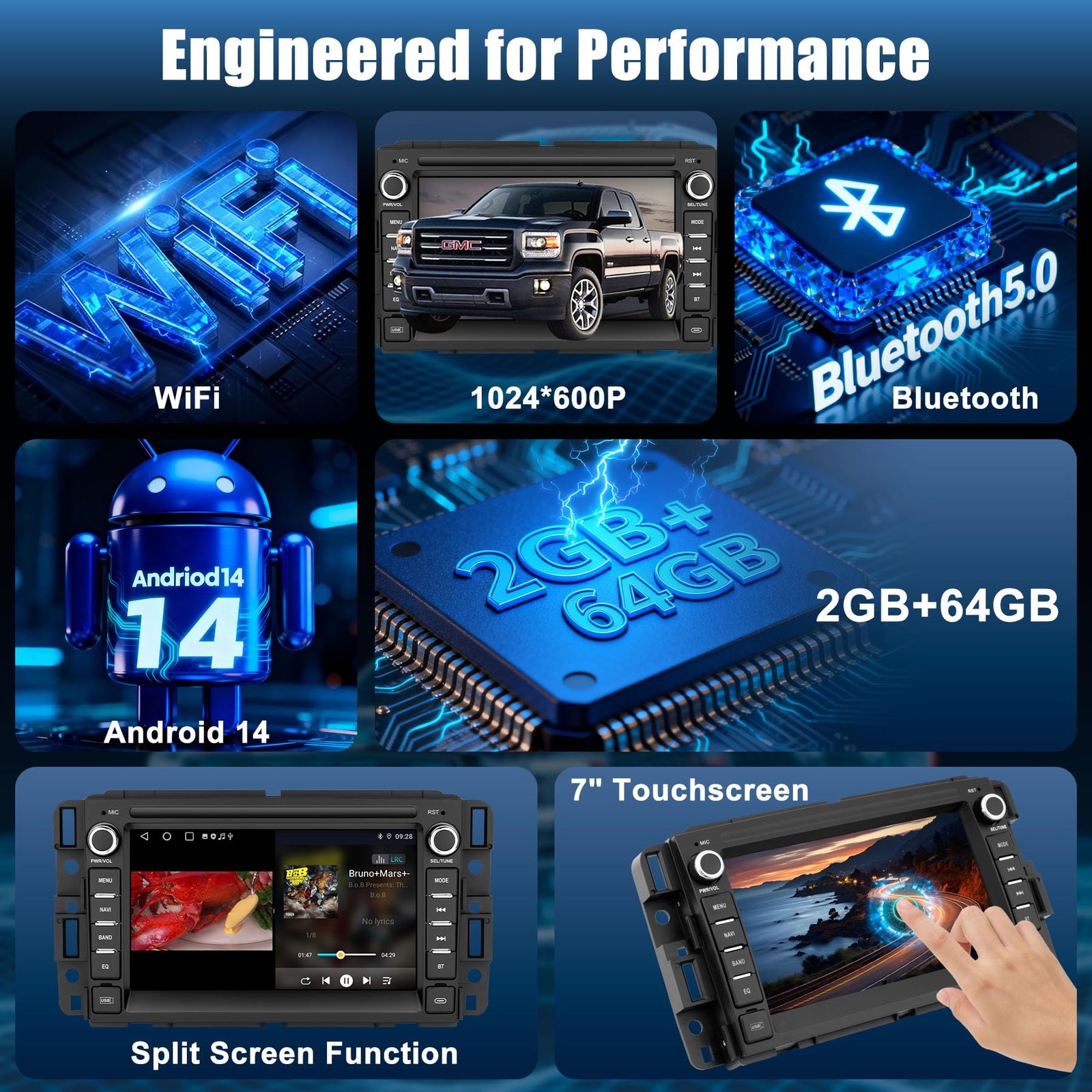 [2GB+64GB] Jimtour Car Stereo Radio Bluetooth for Chevy Silverado 2007-2013