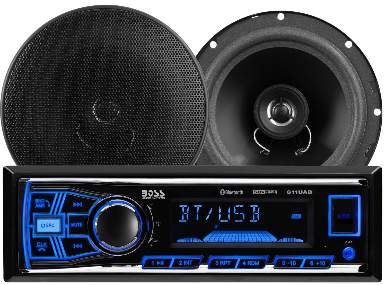 Car Stereo Single Din Bluetooth USB 6.5 2 Way Speakers BOSS 638BCK Audio Systems