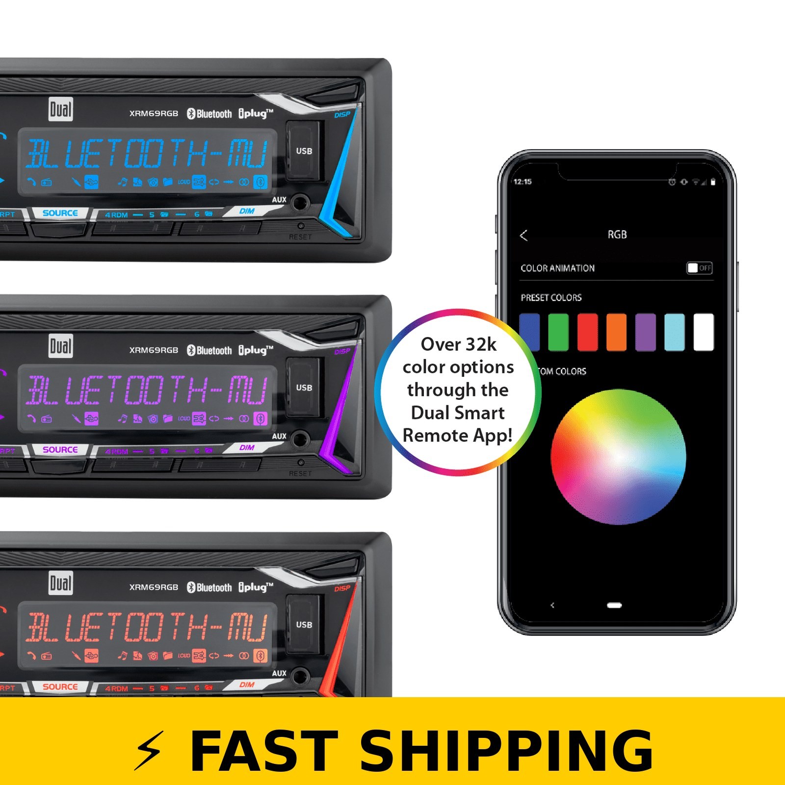 Dual XRM69RGB Single DIN Stereo | Bluetooth | RGB Colors