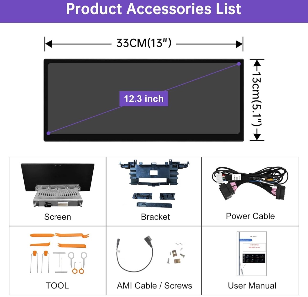 2025 Upgraded 12.3″ Ultra-Narrow Touchscreen Wireless CarPlay Android Auto Recei