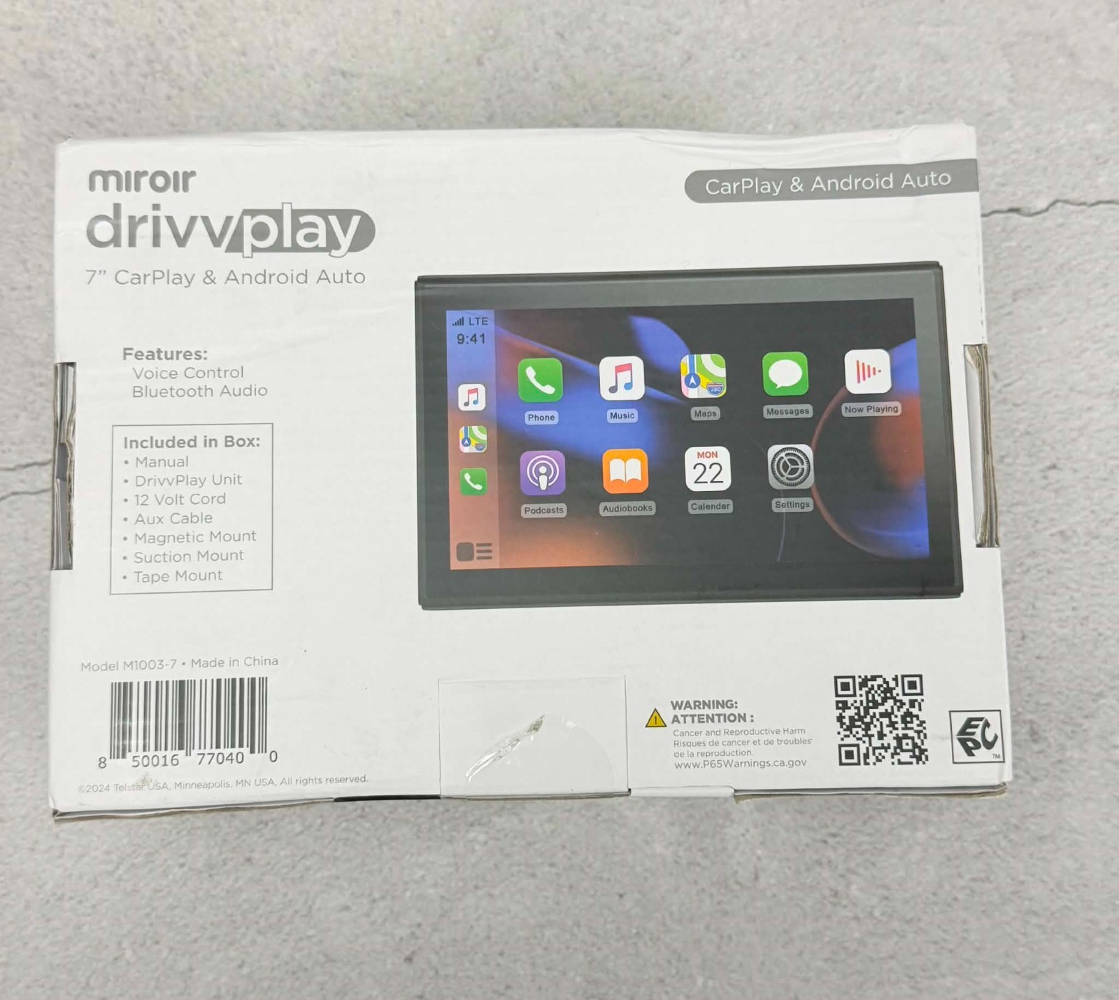 Drivvplay M1003-7 portable Wireless Carplay and Android Auto Display | 7″