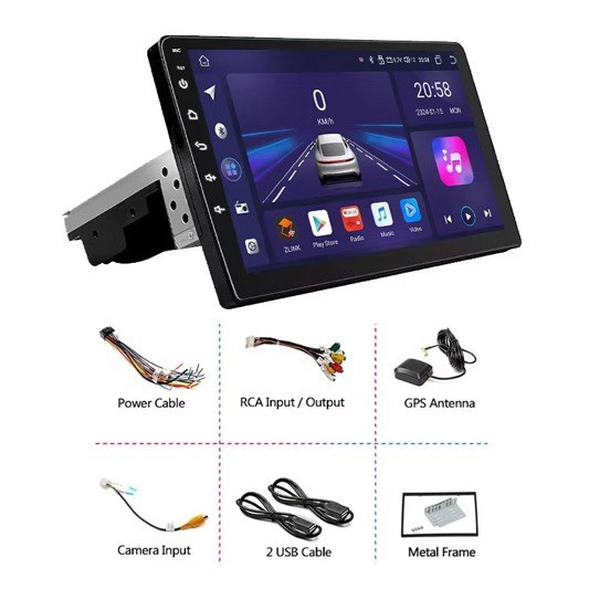 Single Din Vertical Car Stereo 10.1 inch Touch Screen Wireless Carplay Android