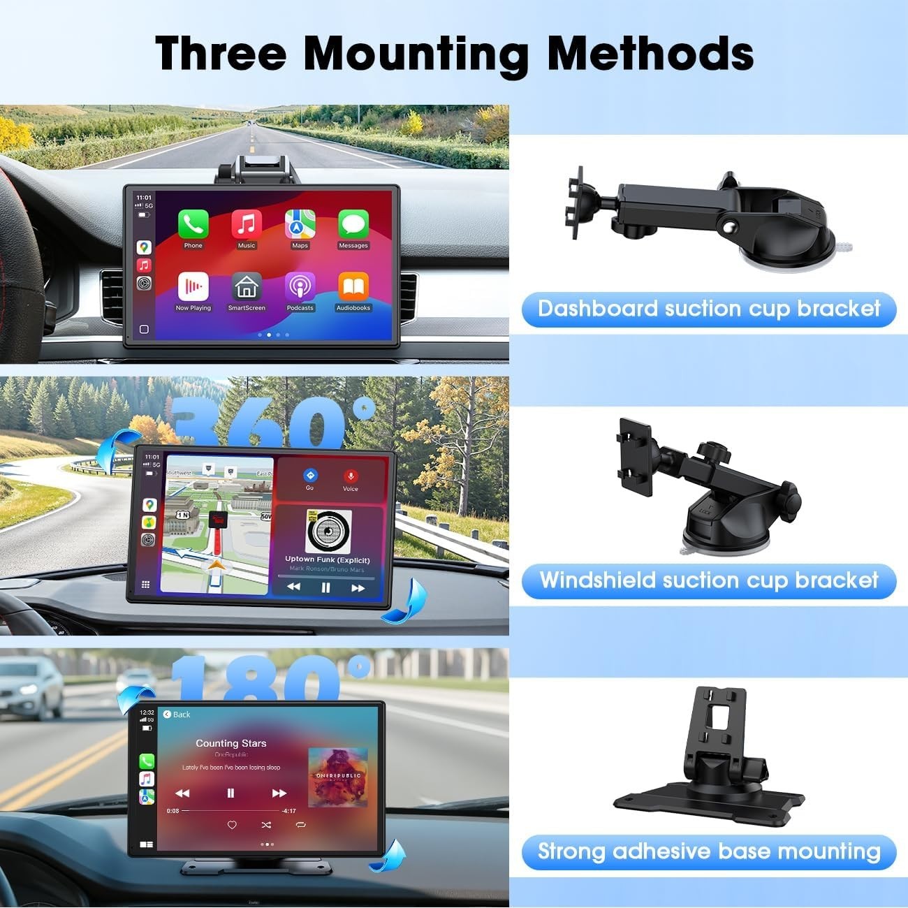 Portable 9-Inch Touchscreen CarPlay & Android Auto with Real-Time GPS Navigation