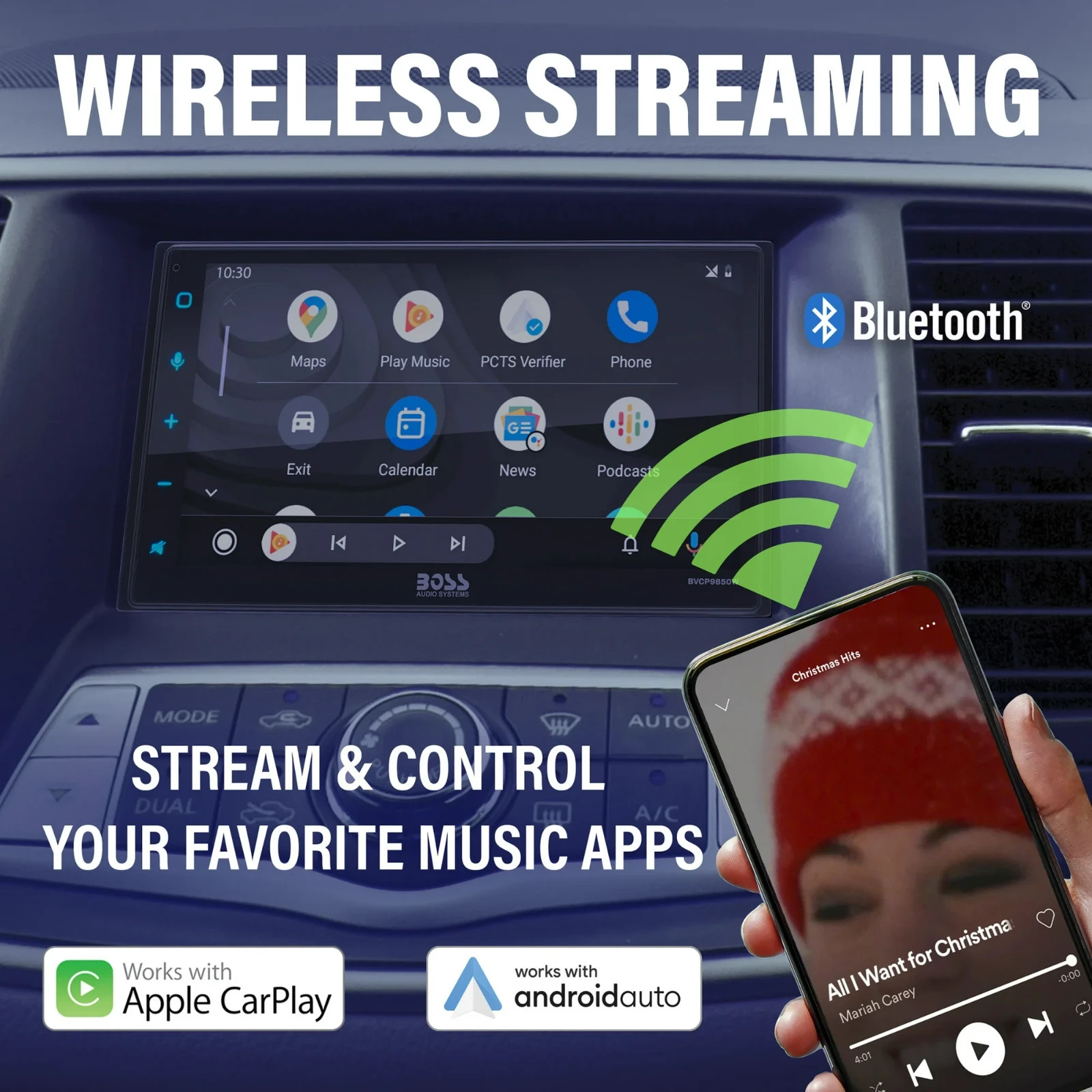 BOSS Audio Systems BVCP9850W Wireless Apple CarPlay Car Stereo – Android Auto, B
