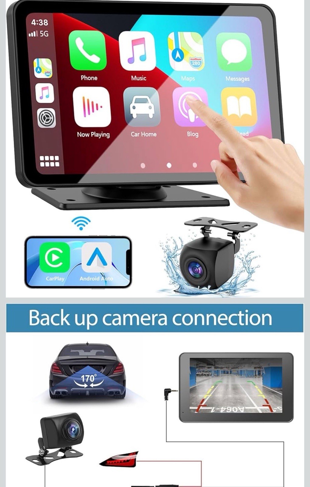 Portable Wireless Car Stereo with Navigation & Voice Control – Easy Installation