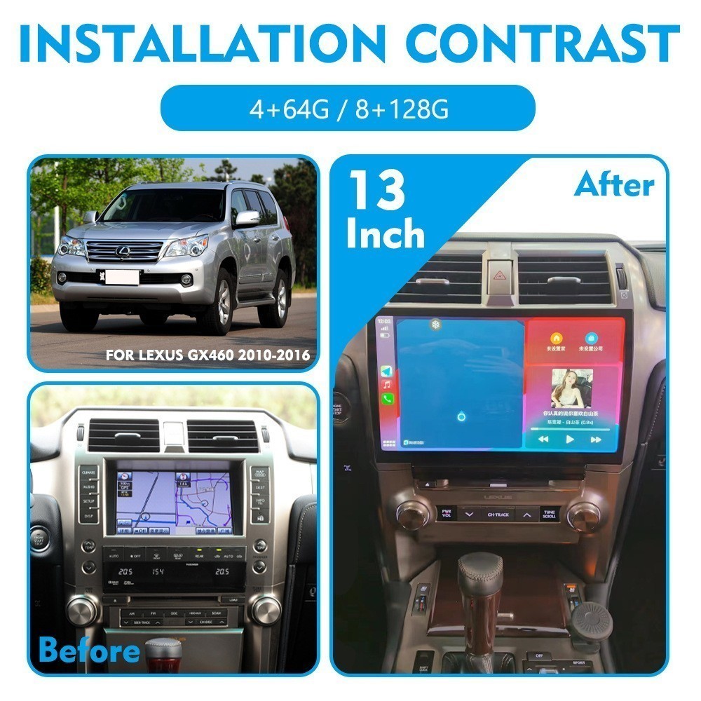 USED 13″ Android Car Stereo Radio Carplay WIFI AHD GPS Nav For Lexus GX400 GX460