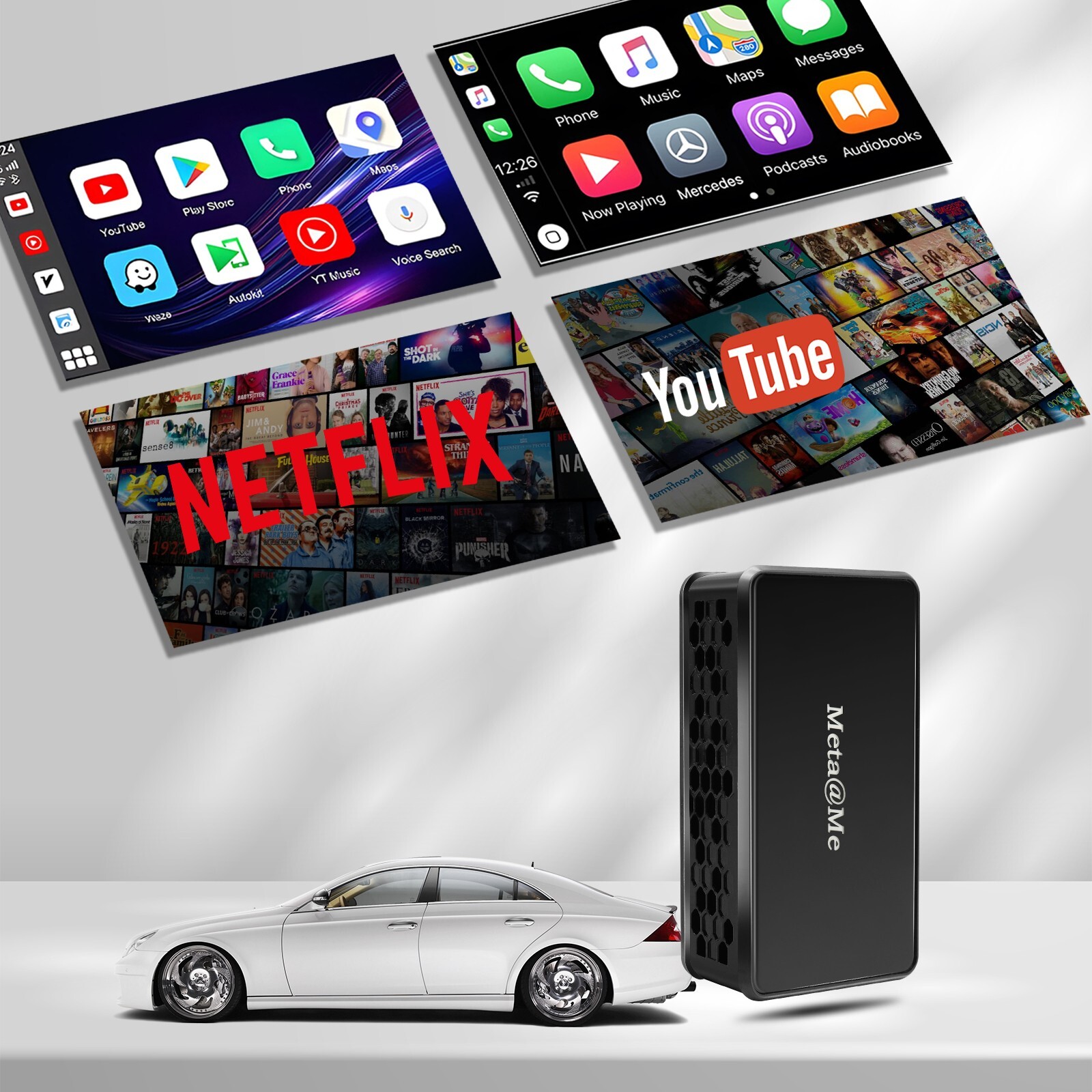 2024 Wireless CarPlay Adapter,AI Box Support Netflix, YouTube, Mirroring ,GPS.