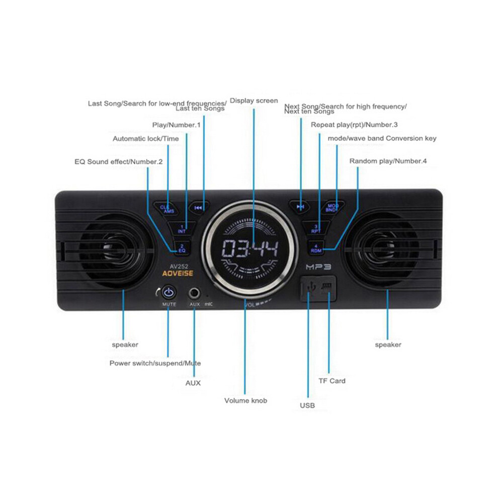 SD Car Radio Stereo MP3 Player Speaker In-Dash 12V 1 Din Bluetooth FM AUX USB TF