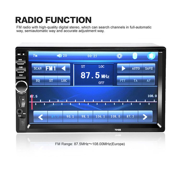 7″ Double 2 DIN Car MP5 Player Bluetooth Touch Screen Stereo Radio With Camera