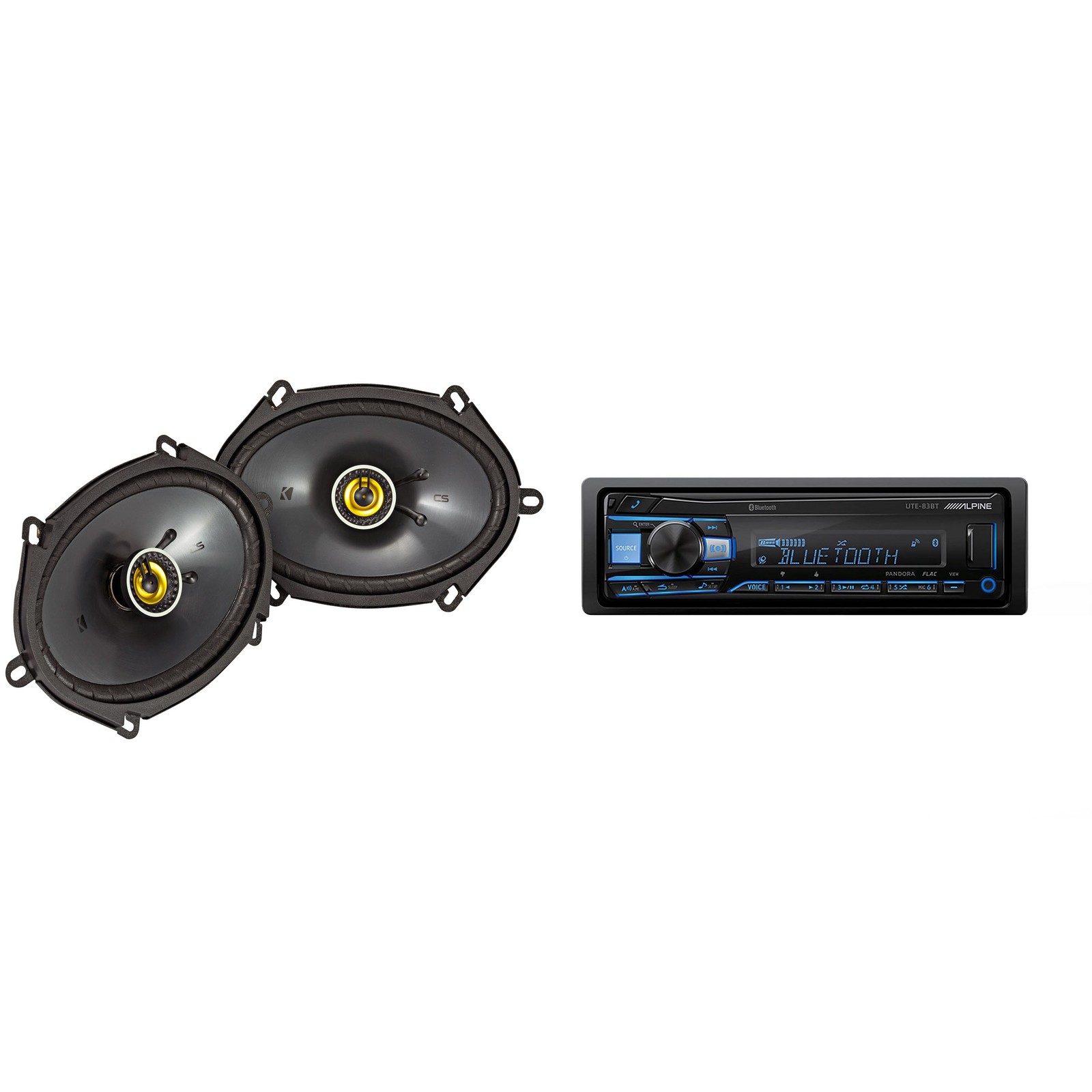 Alpine UTE-83BT Bluetooth Receiver & Kicker CSC 5×7″ / 6×8″ Speakers