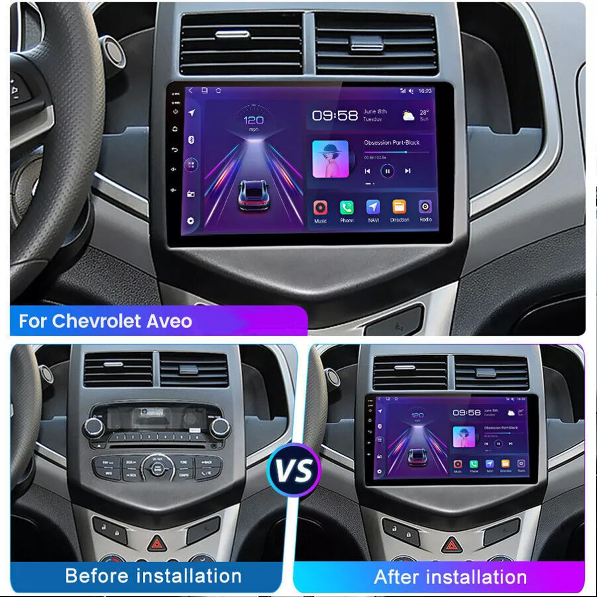 2+32GB For 2012-2015 Chevrolet sonic Aveo Android 12.0 Car Stereo Radio GPS NAVI