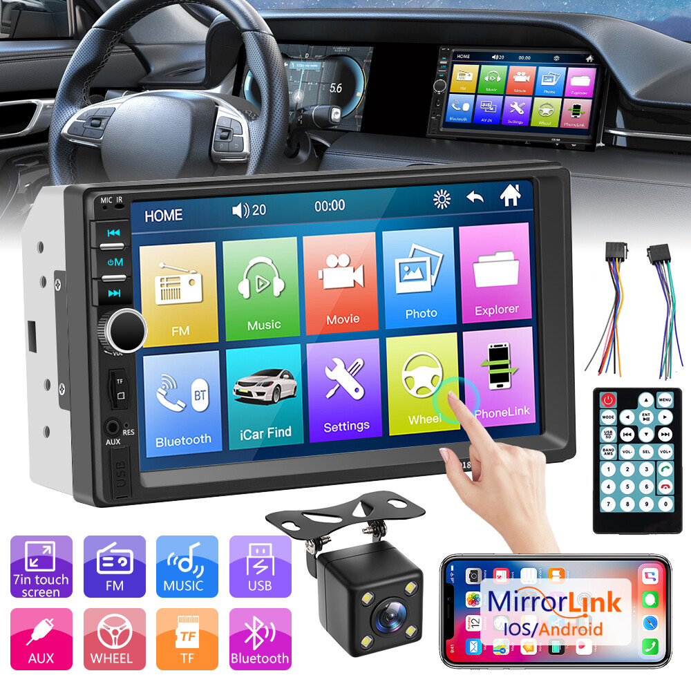 2Din 7″ Touch Screen Stereo Bluetooth Radio Car IOS/Android GPS With Rear Camera