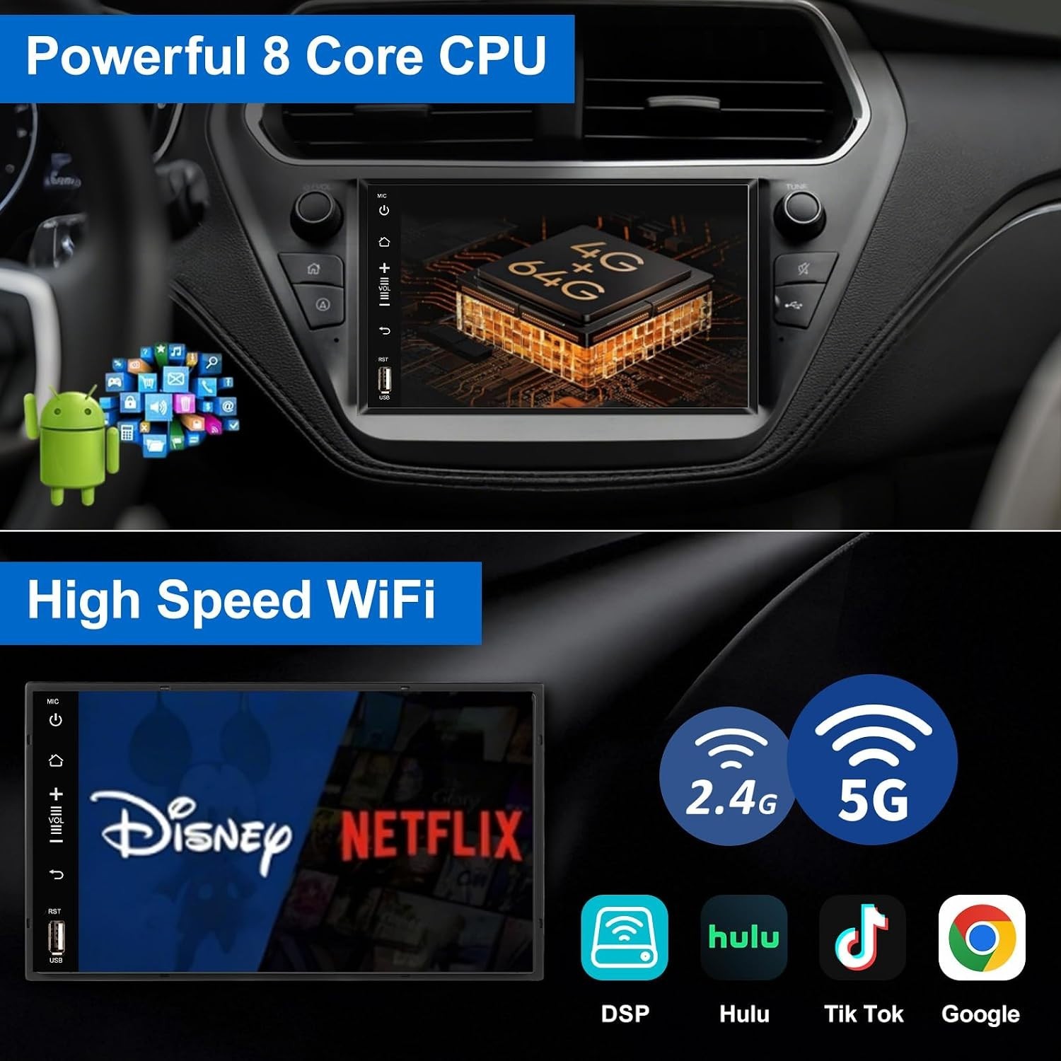8 Core 4+32G Car Radio Stereo Ford F150 2004-2008 Wireless Carplay Android 14