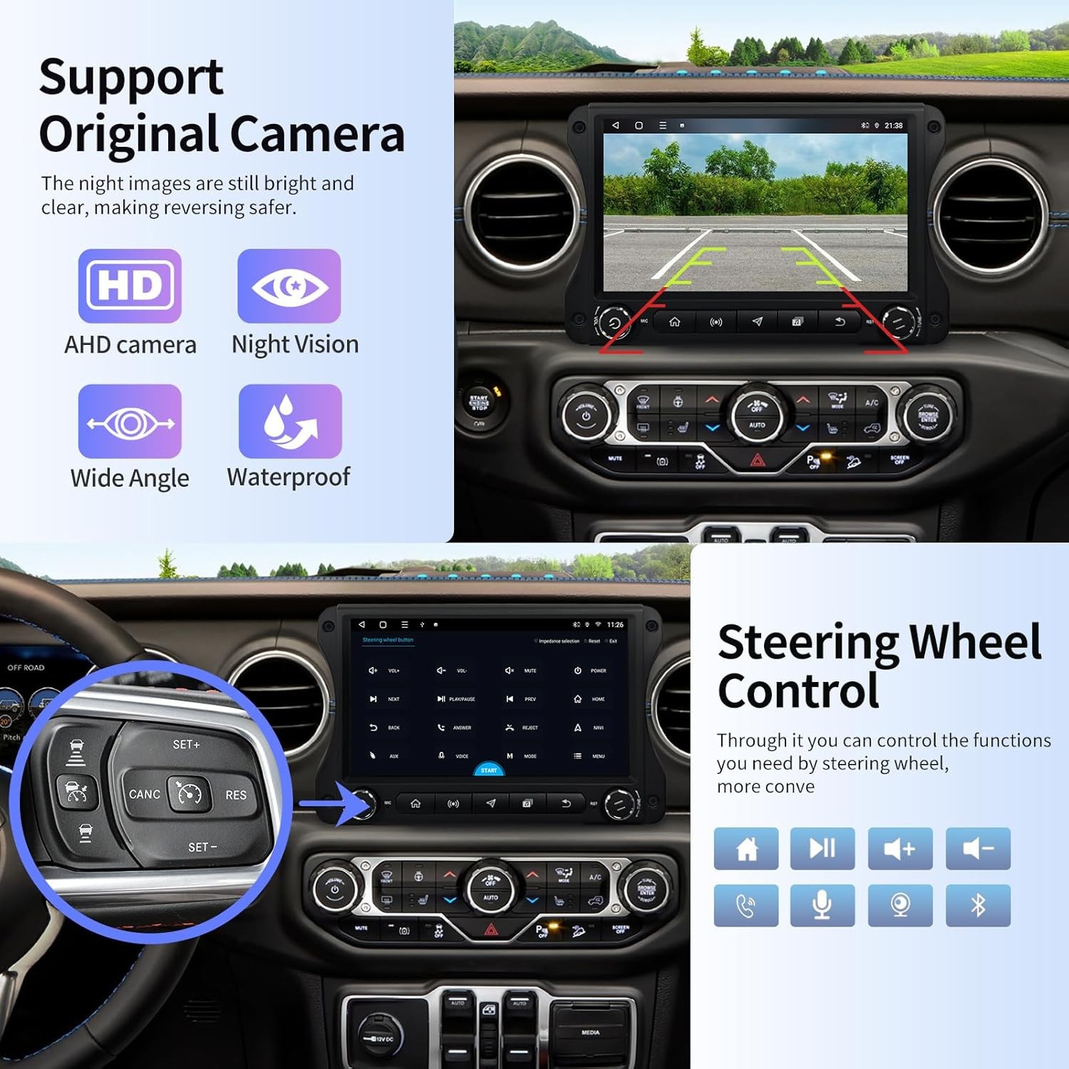 For Jeep Wrangler JL & Gladiator JT 2018-2022 Car Radio Stereo Carplay GPS Navi