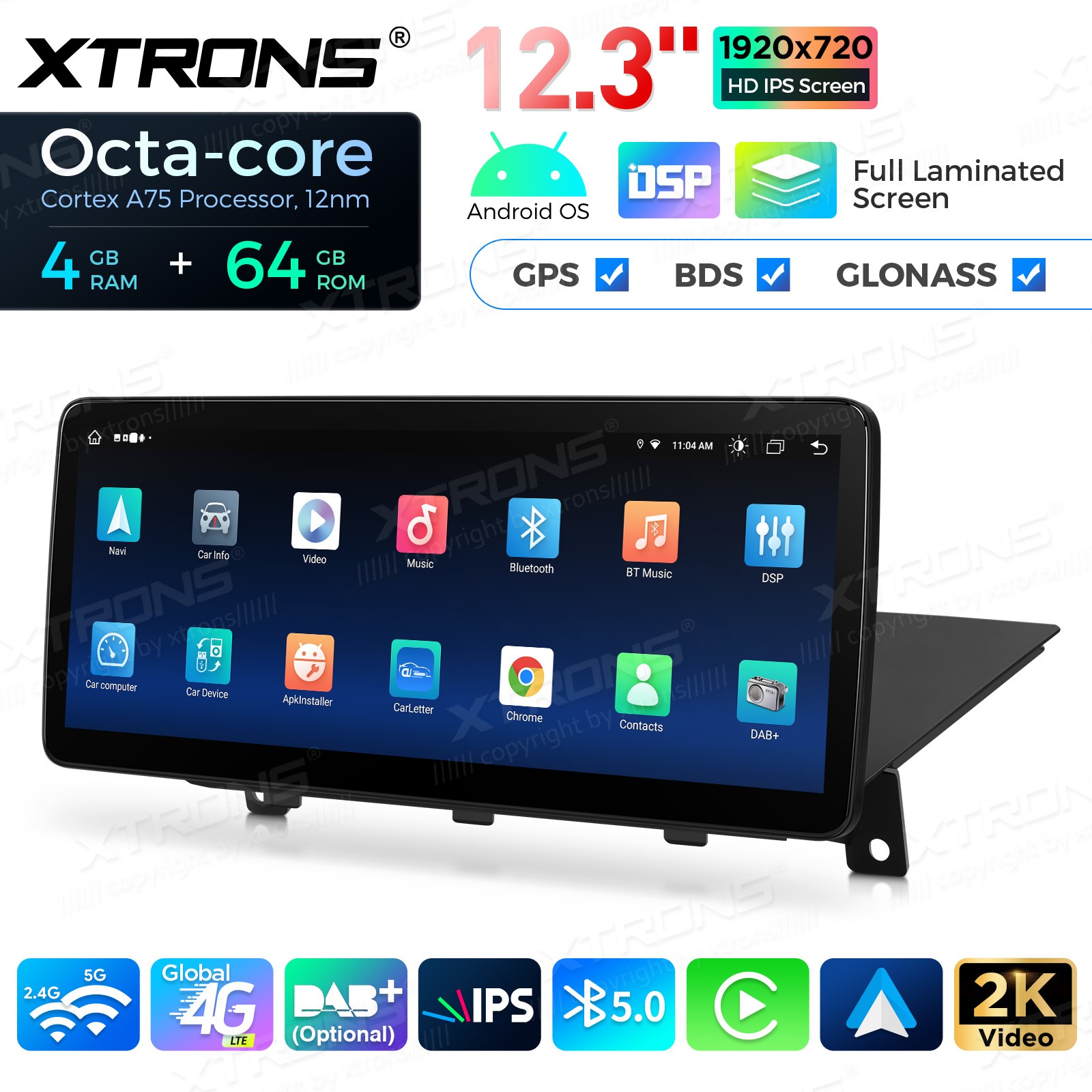 12.3″ Android 14 4G 8-Core 4+64GB CarPlay Car Screen Upgrade WiFi For BMW X1 E84