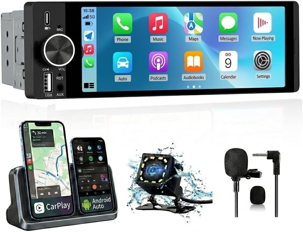 Advanced 6.36” Car Stereo with Wireless CarPlay, Bluetooth & EQ Controls