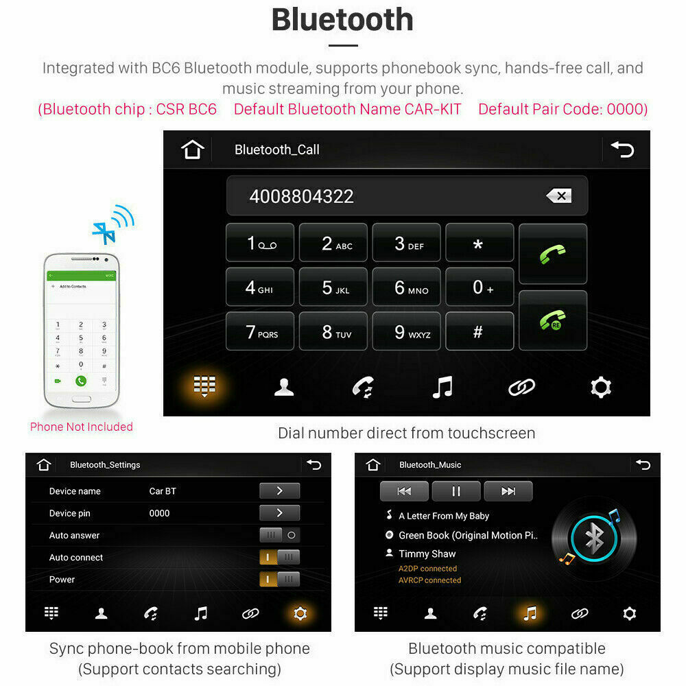 Android 15 Car Stereo GPS Navi MP5 Player 7″ Double 2Din WiFi BT Radio Carplay