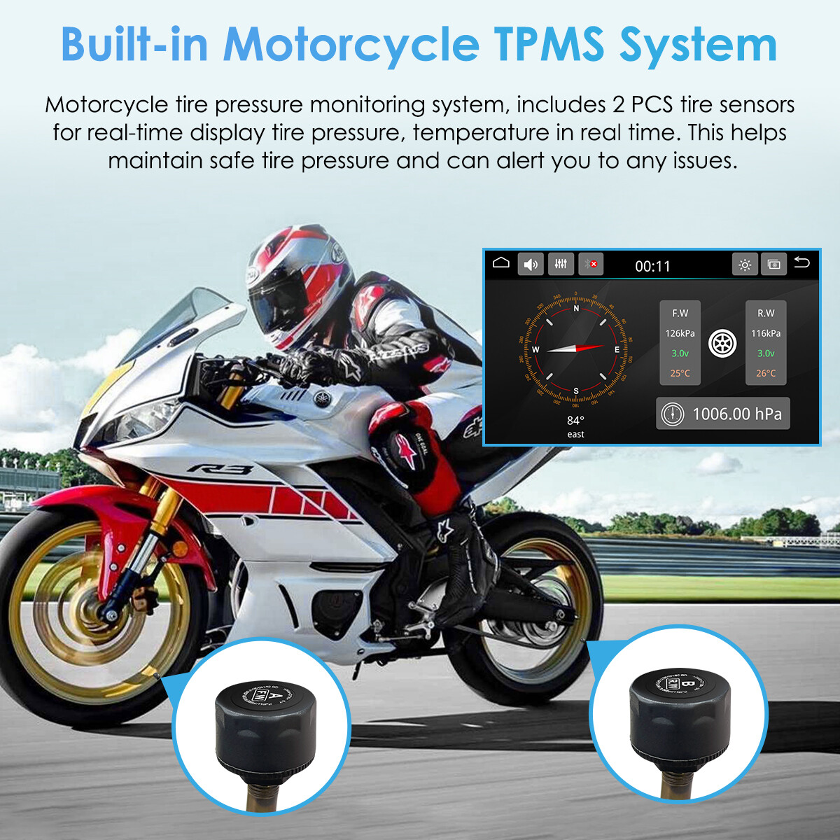 Carpuride W702S Pro Moto TPMS Carplay Screen BM05 Mount Wireless Android Auto BT