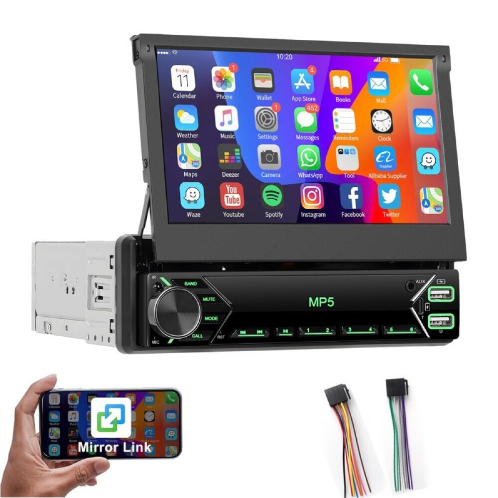7″ Single 1 DIN Flip out Touch Screen Car Stereo Bluetooth Mirror Link FM Radio