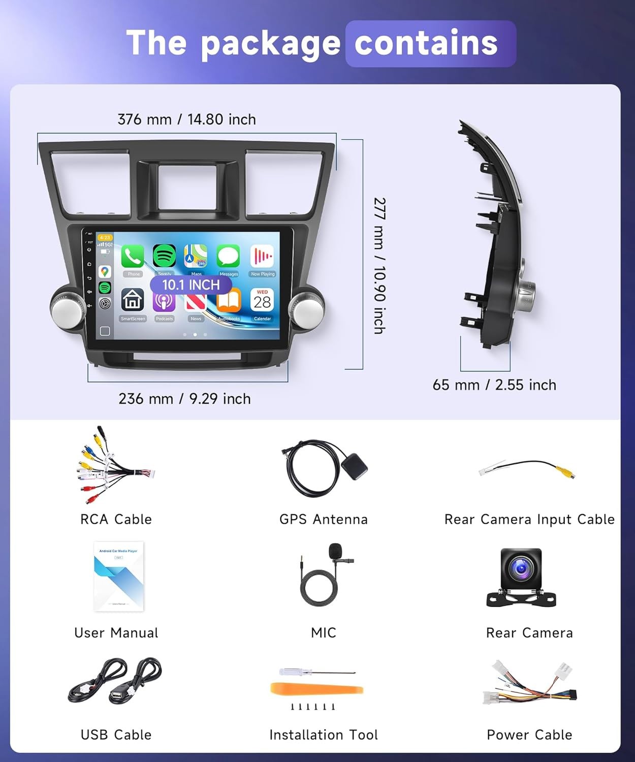 2+64GB JBL Carplay FM Android 13.0 GPS Car Radio For Toyota Highlander 2008-2013