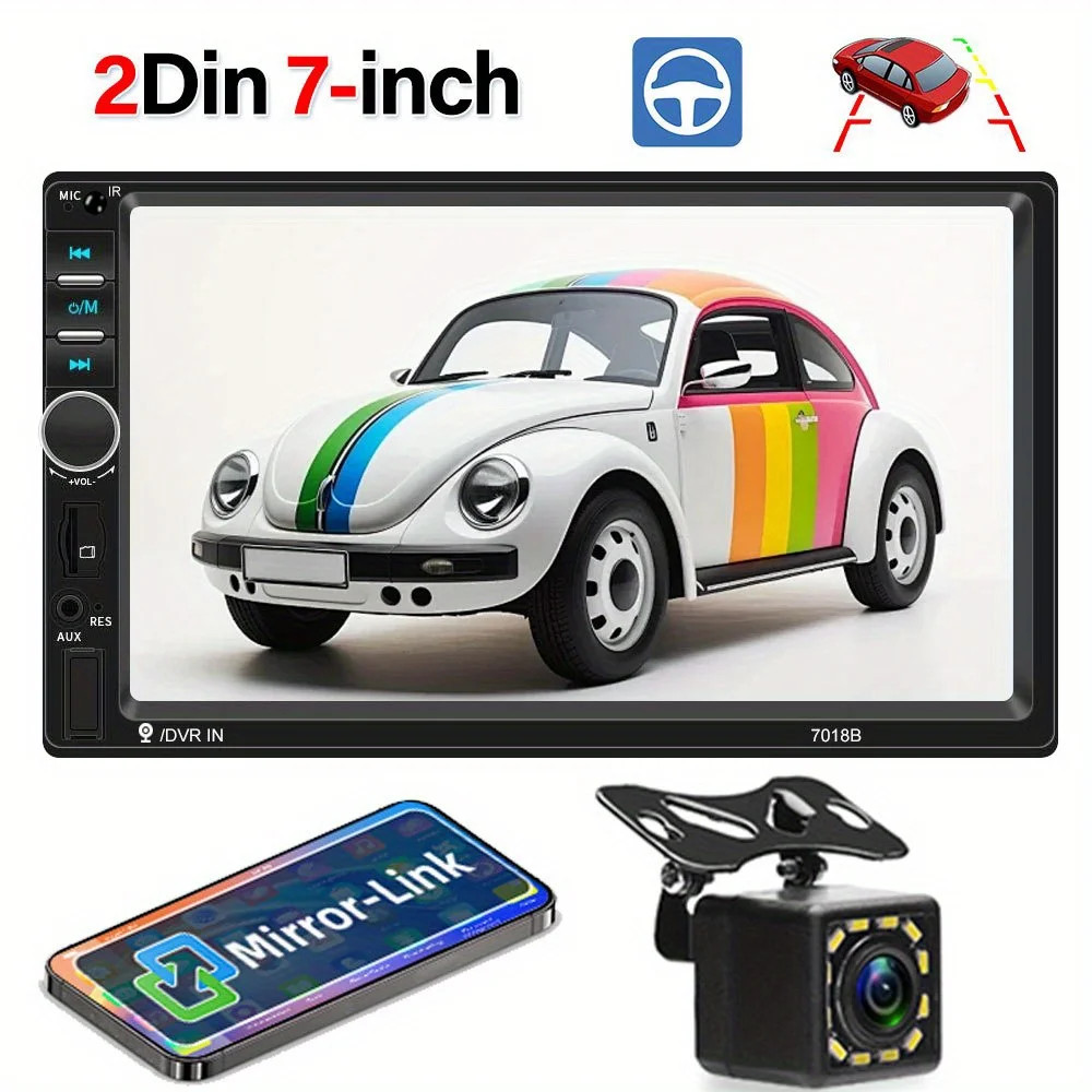 Car Stereo 2 Din Radio 7″ MP5 Player HD Support USB SD FM Aux Mirror Link Camera