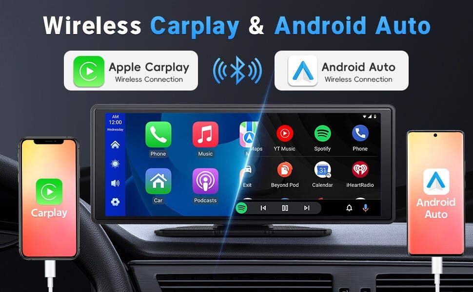 Leadfan Wireless Carplay Car Stereo Radio 2.5K Dash Cam, 9.3″ IPS Touchscreen