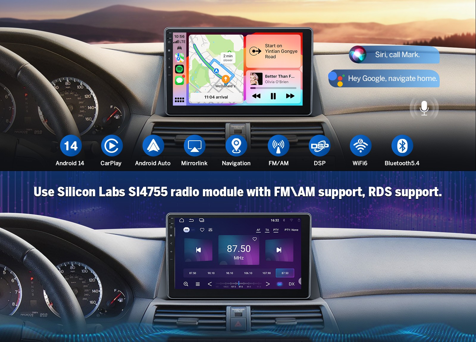 Android Auto 10.1″ Multimedia Car Head Unit for Honda Accord 8th Gen CarPlay SWC