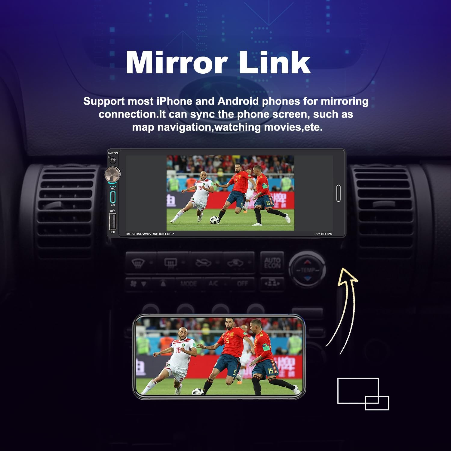 Alondy Single Din Car Touchscreen Radio (6.9-inch) Compatible with [Wireless]…